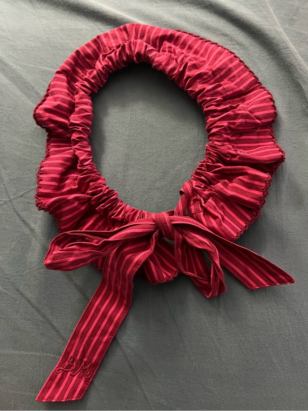 Damson Madder Hair bow scrunchie bun wrap Stripes OS